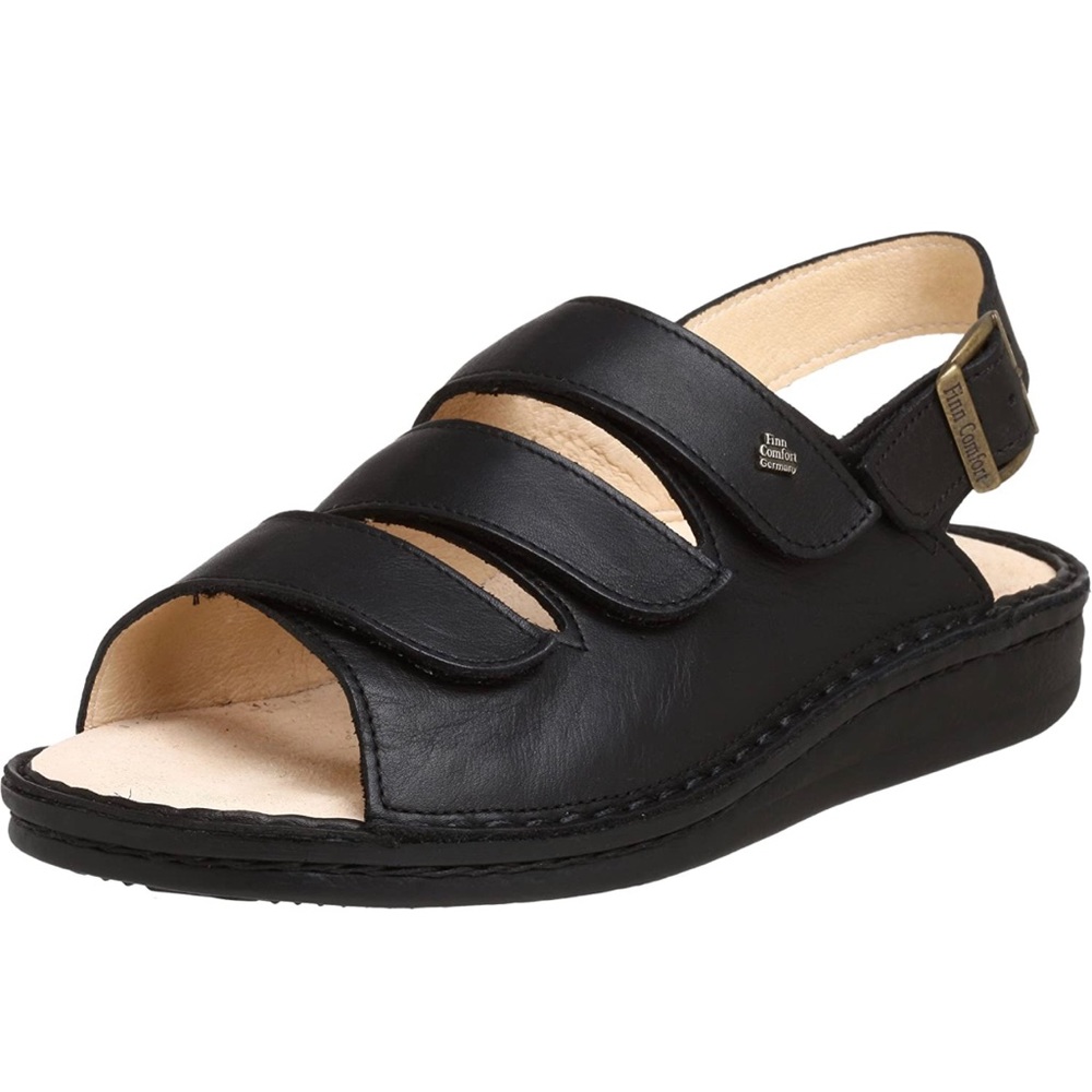Finn Comfort Andros Black Leather Soft Footbed